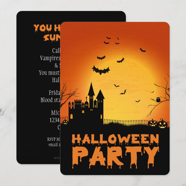 Einladung zum Spuk Halloween-Party (Vorne/Hinten)