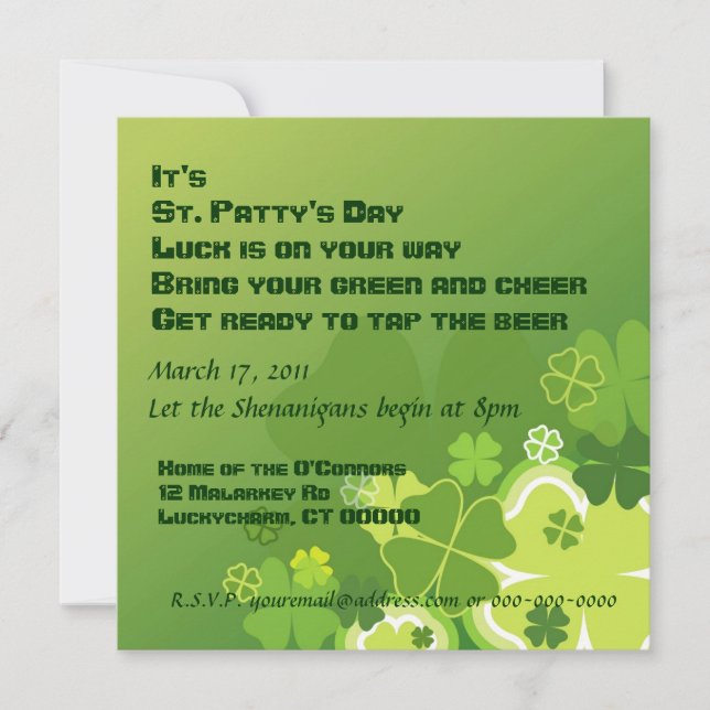 Einladung zum St. Patty's Day (Vorderseite)
