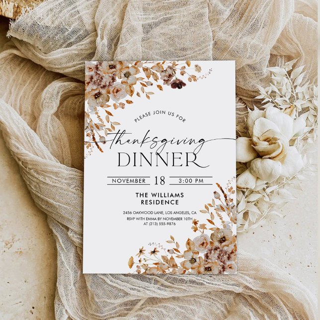 Einladung zum Thanksgiving-Dinner mit Herbstlaub (Von Creator hochgeladen)