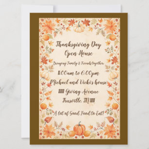 Einladung zum Thanksgiving Open House Party Feiert