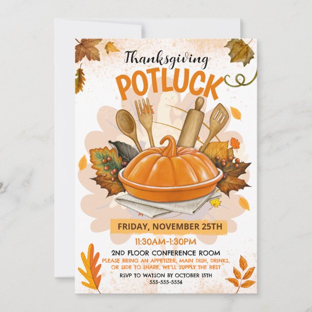 Einladung zum Thanksgiving-Potluck (Vorderseite)