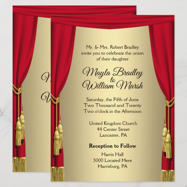 Einladung zum Thema Hochzeit (Vorne/Hinten)