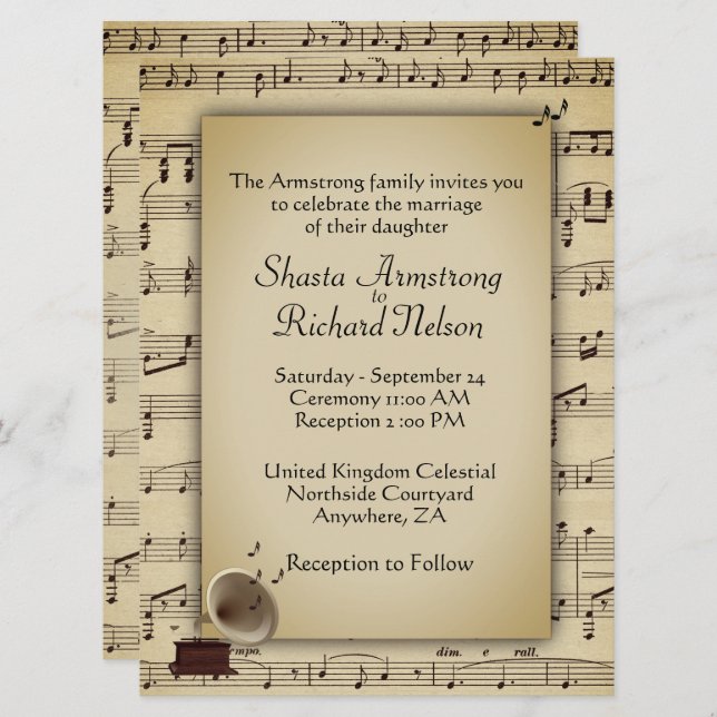 Einladung zum Thema Hochzeitsmusik (Vorne/Hinten)