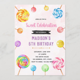 Einladung zum Thema Niedliches Süßigkeiten im Part