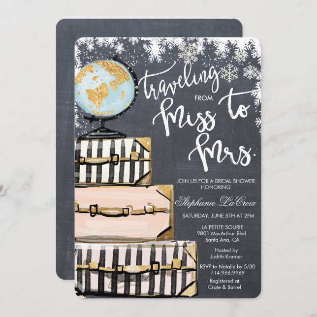 Einladung zum Thema Winter Bridal Dusche (Vorne/Hinten)