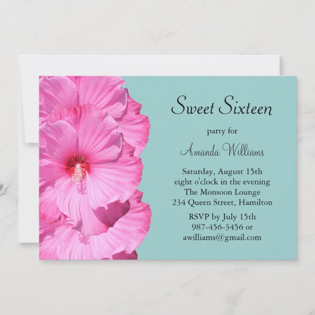 Einladung zum tropischen Geburtstag (Türkis) (Vorderseite)