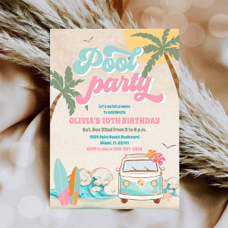 Einladung zum tropischen Poolparty-Geburtstag
