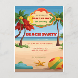 Einladung zum tropischen Reggae-Strand-Geburtstag Postkarte