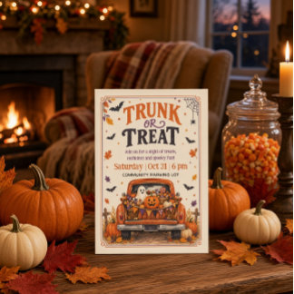 Einladung zum Trunk or Treat Vintage-Halloween-LKW
