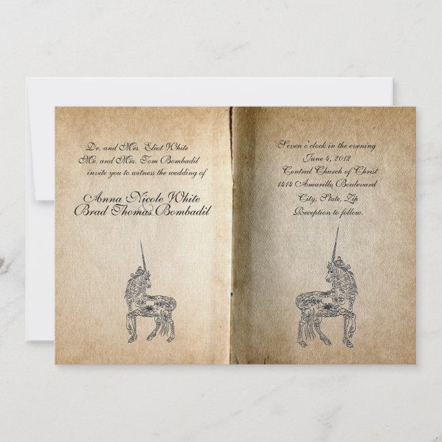 Einladung zum Unicorn Story Book Wedding (Vorderseite)