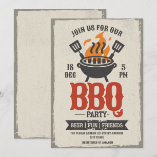 Einladung zum Vintage-BBQ-Party-Grillmeister