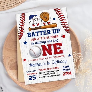 Einladung zum Vintagen Batter Up Baseball 1. Gebur