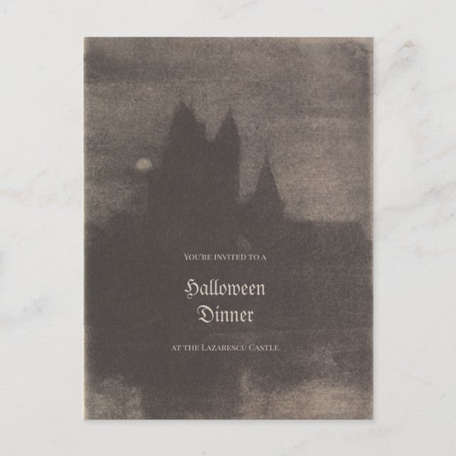 Einladung zum Vintagen Foto Custom Halloween-Party Postkarte (Vorderseite)