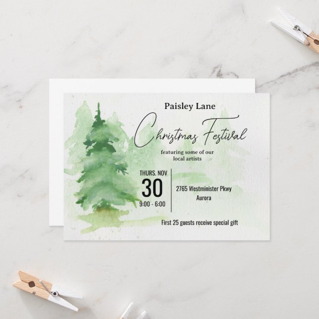 Einladung zum Weihnachtsbaumfest (Vorderseite/Rückseite Beispiel)