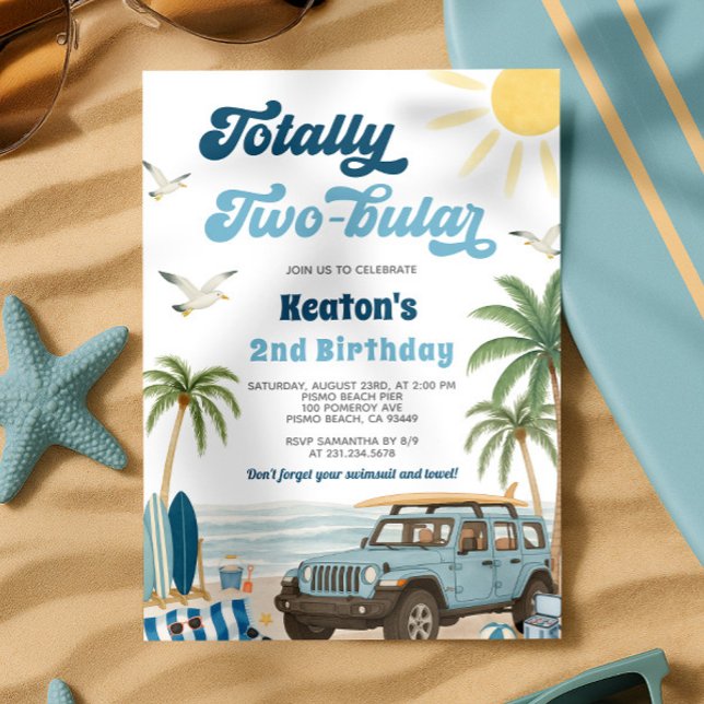 Einladung zum zweiten Geburtstag - insgesamt zweib (Surf 2nd Birthday Invitation - Totally Two-Bular
)