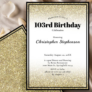 Einladung zur 103. Geburtstagsfeier in Schwarz und