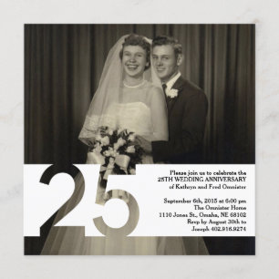 Einladung zur 25. Hochzeitsjubiläum 5,25 x 5,25