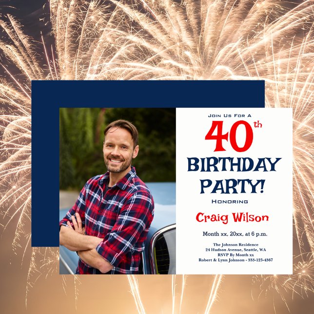 Einladung zur 40. Geburtstagsfeier mit Bild (40th Birthday Party Invitation with Image)