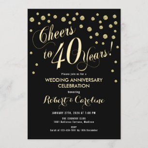 Einladung zur 40. Hochzeitstag - Schwarz & Gold
