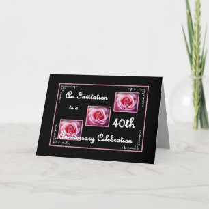 Einladung zur 40. Hochzeitstagfeier mit Rosen
