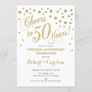 Einladung zur 50. Hochzeitstagfeier - Gold & Weiß