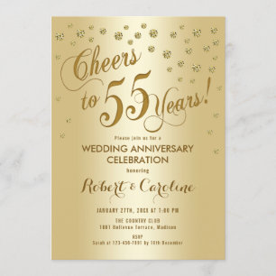 Einladung zur 55. Hochzeitstag in Gold
