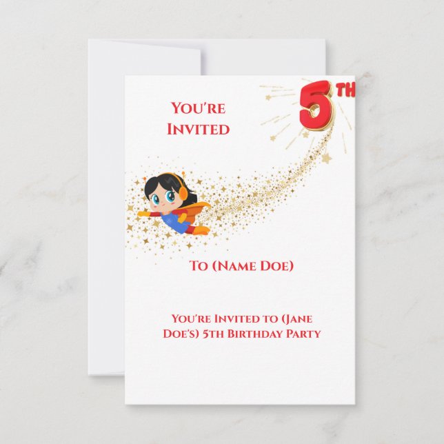 Einladung zur 5. Geburtstagsfeier (Vorderseite)