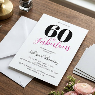 Einladung zur 60er Geburtstagsfeier Weiß Rosa Foto
