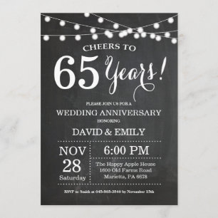 Einladung zur 65. Hochzeitstag auf Schiefertafel