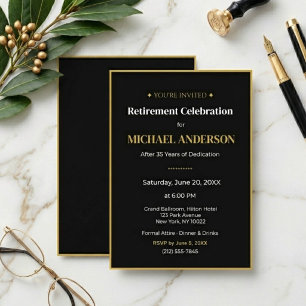 Einladung zur Abschiedsparty Elegant Gold Schwarz
