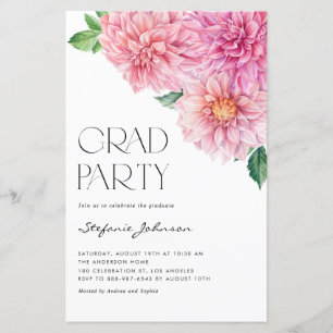Einladung zur Abschlussfeier mit rosa Wasserfarben