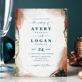 Einladung zur abstrakten Ethereal Aquamarin & Kupf