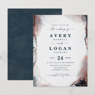 Einladung zur abstrakten Ethereal Dark Blue Hochze