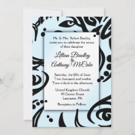 Einladung zur abstrakten Schwarz-Blau-Hochzeit