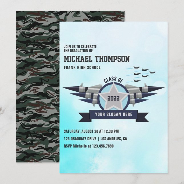 Einladung zur Airforce-themenbezogenen Graduierung (Vorne/Hinten)