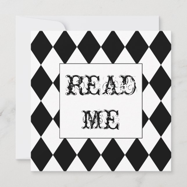 Einladung zur Alice im Wunderland Harlequin Square (Vorderseite)