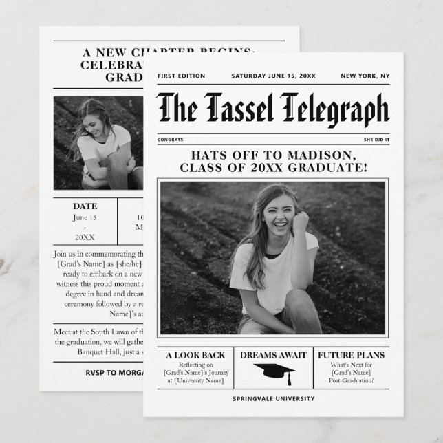 Einladung zur Ankündigung von Zeitungskarten-Absch (Vorne/Hinten)