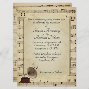 Einladung zur antiken Gramophone Music Wedding The