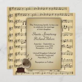 Einladung zur antiken Gramophone Music Wedding The