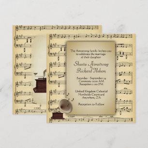 Einladung zur antiken Gramophone Music Wedding The
