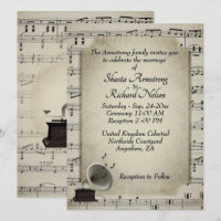 Einladung zur antiken Gramophone Music Wedding The