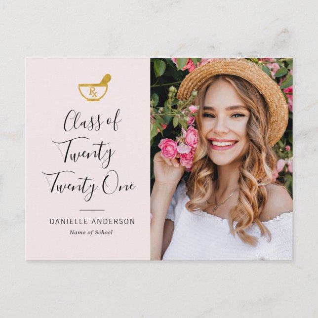 Einladung zur Apotheke mit weißer Schrift Postkarte (Vorderseite)