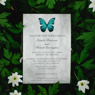 Einladung zur aquamarinen Butterfly-Hochzeit