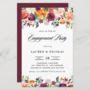 Einladung zur Autumn Blooms Garland Engagement Par