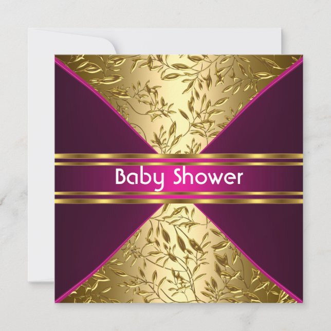 Einladung zur Baby-Dusche in Gold und Rosa (Vorderseite)