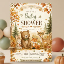 Einladung zur Baby-Party im Herbstwald