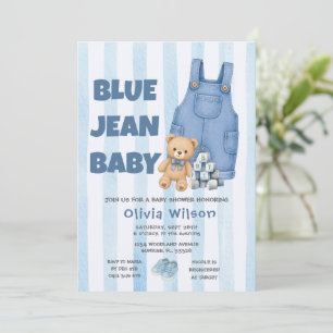 Einladung zur Baby-Party mit Denim-Blauem Jeans-Ba