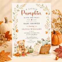 Einladung zur Baby-Party mit Herbstkürbis