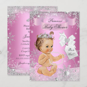 Einladung zur Baby-Party 'Rosa Prinzessin-Schneefl