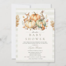Einladung zur Baby Shower mit Herbst-Waldtieren